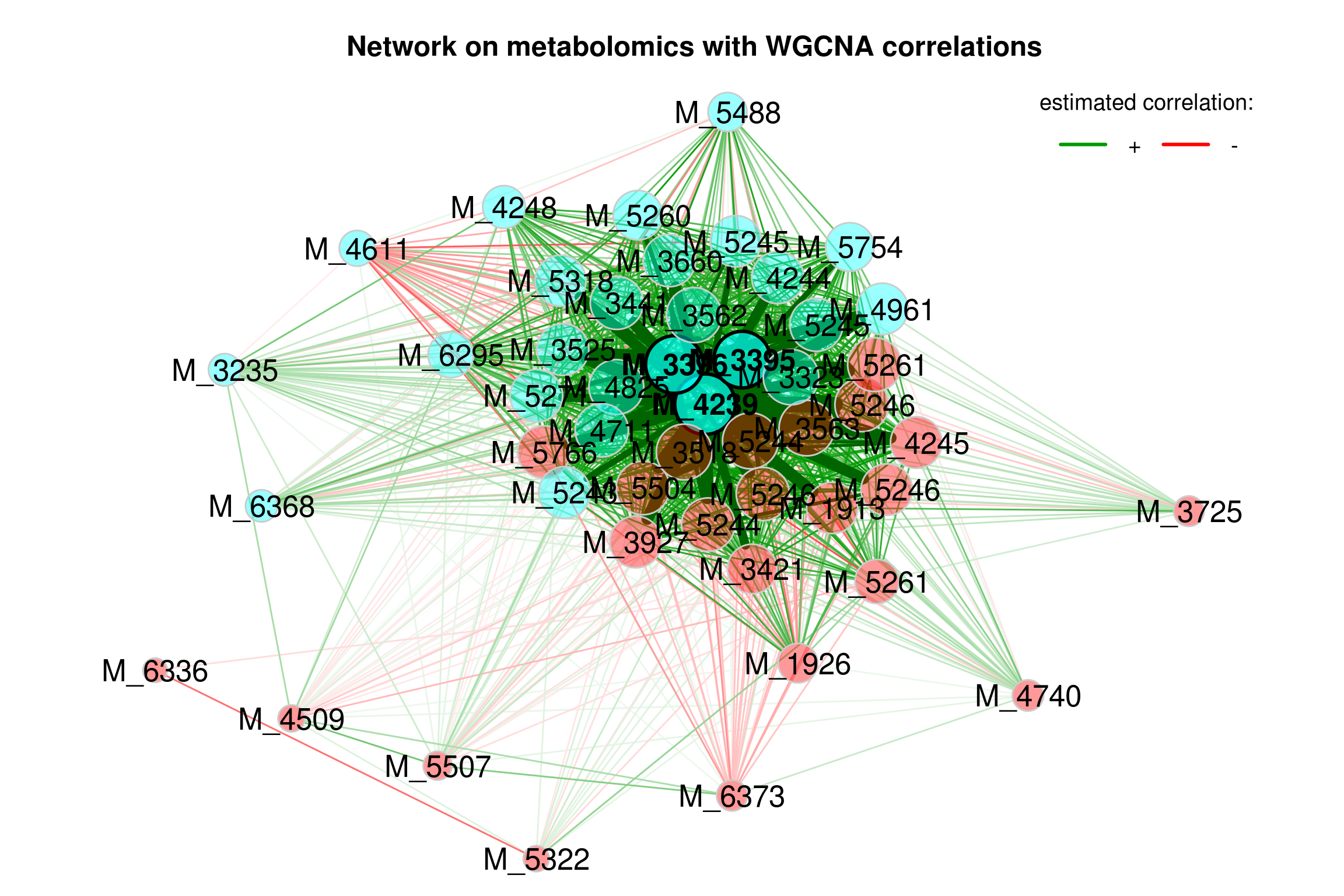 Network on metabolomics with WGCNA associations